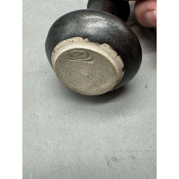 Small Vintage Black Ceramic Vase With Textured Finish Chip on Top Used READ - Picture 5 of 6